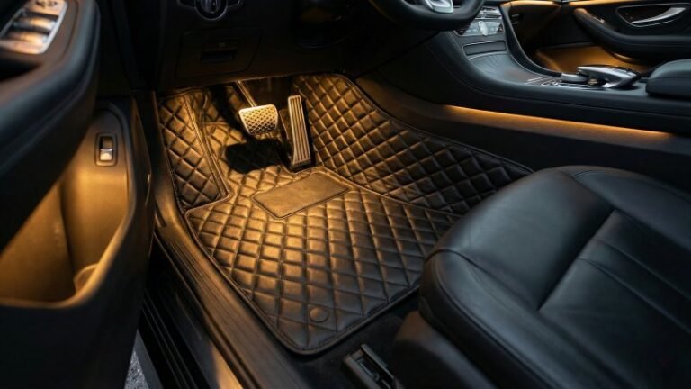 Luxury car interior with premium XPE floor mats