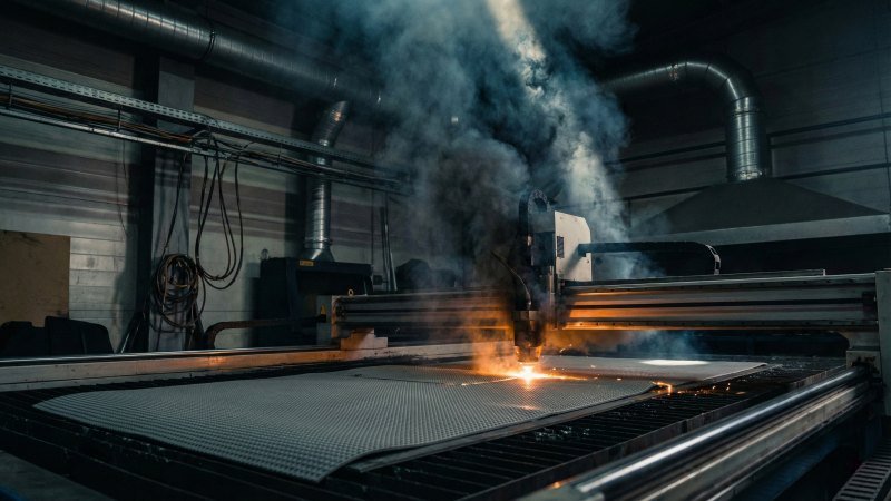 Laser Machine Cutting Foam Mat With Heavy Smoke