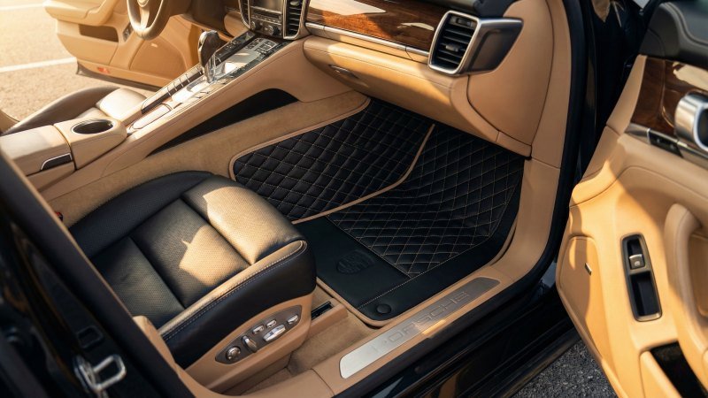 Luxury Car Interior With Custom Leather Floor Mats