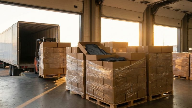 Stacks of Finished Car Mats Ready for Shipment