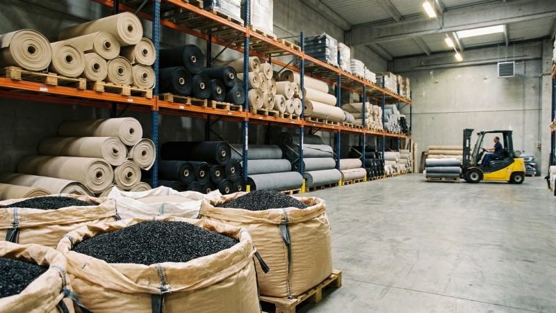 Warehouse Inventory of Fabric Rolls and Plastic Granules