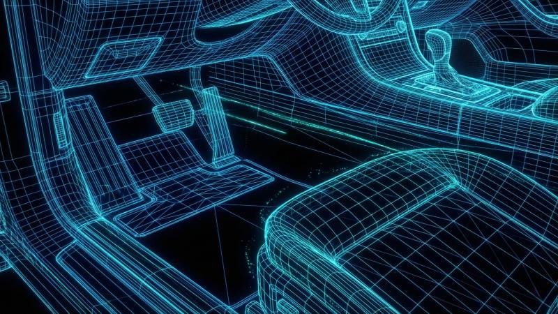 3D Laser Scanned Digital Wireframe of Car Interior Floor