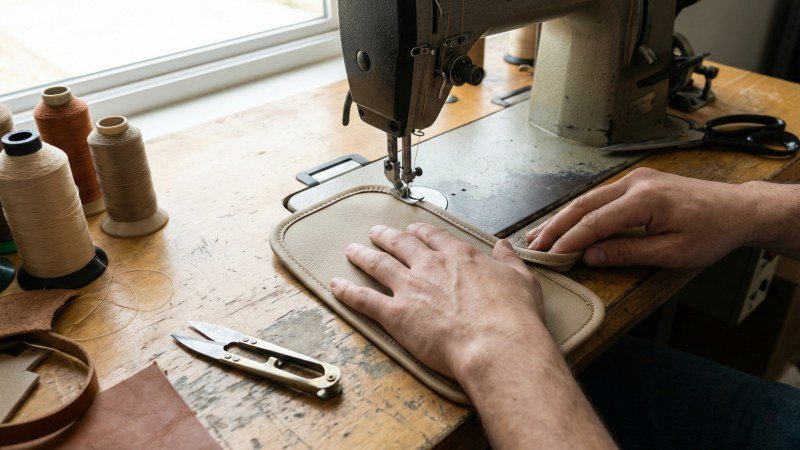 Close Up Of Perfectly Sewn Corner On Custom Car Floor Mat