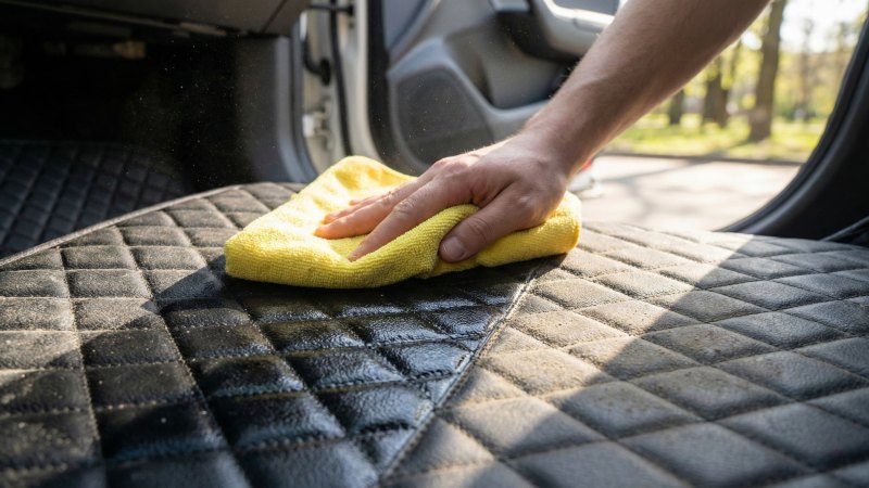 Hand Wiping Leather Car Mat With Microfiber Cloth