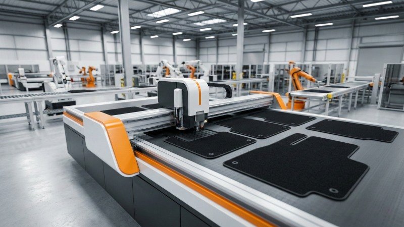 Industrial Digital Car Mat Cutting Machine in Modern Factory