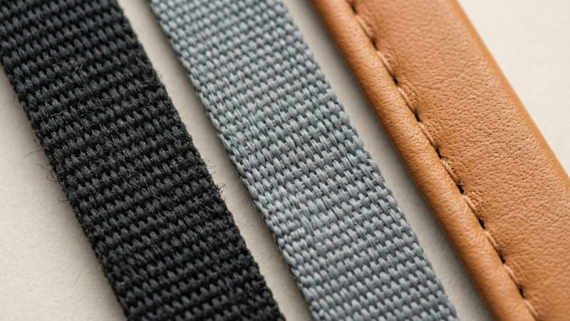 Macro Close Up Comparison Of Nylon PP And Leather Edging Textures