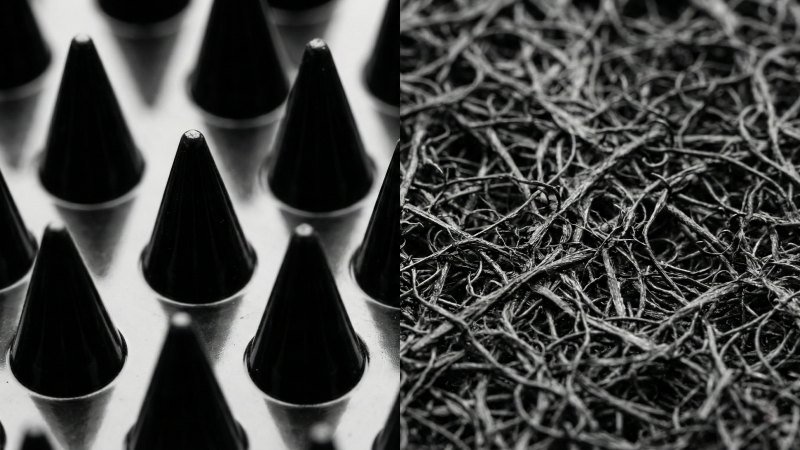Macro Detail Of Rubber Nibs And Rough Fiber Texture