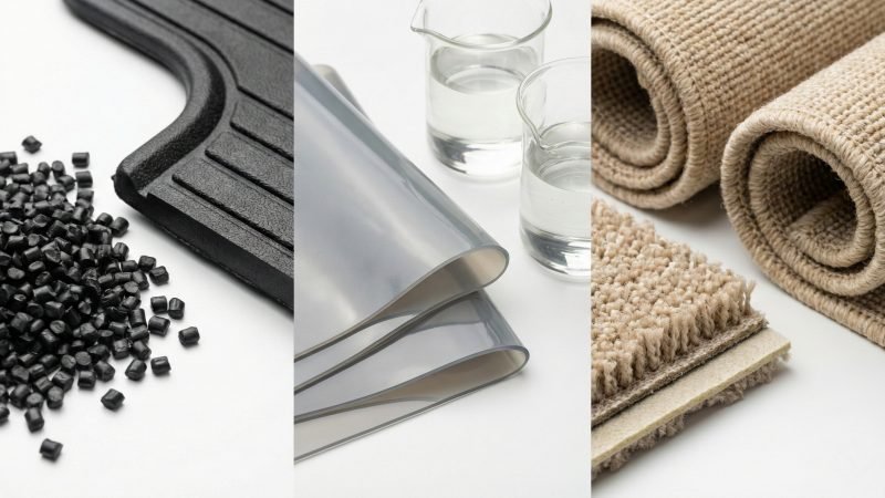 Raw Material Samples Of Automotive TPE Pellets Flexible PVC Sheets And Carpet Fibers