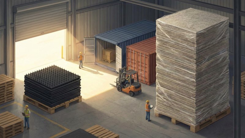 Shipping Pallets Comparing Rubber And Textile Mat Volume