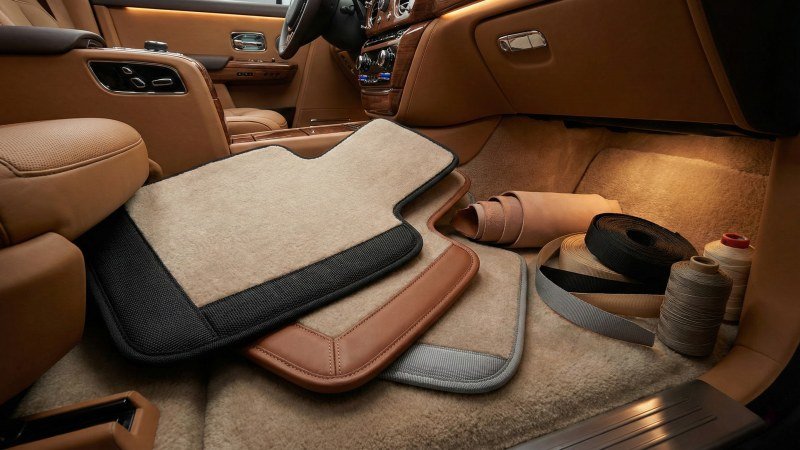 Various Car Mat Edging Materials And Finished Mats In Luxury Interior