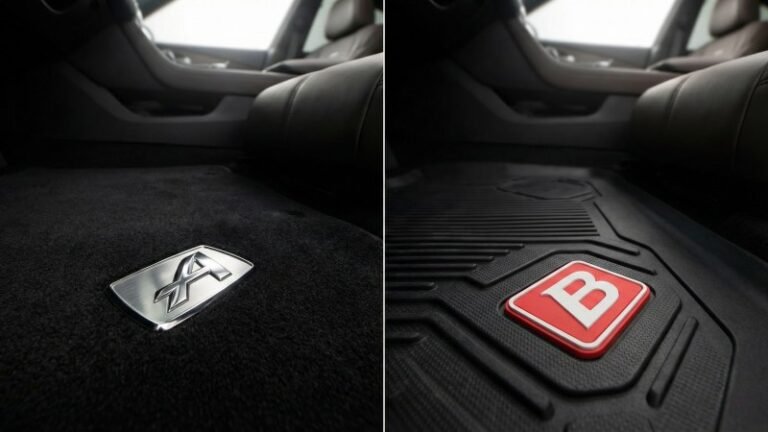 Custom Car Mat Logo Plate Comparison Metal vs PVC