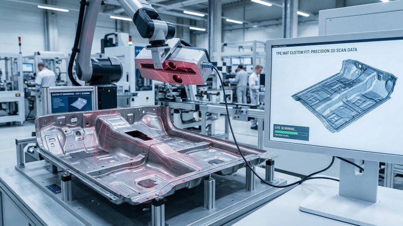 Advanced laser scanning technology mapping car cabin floor contours