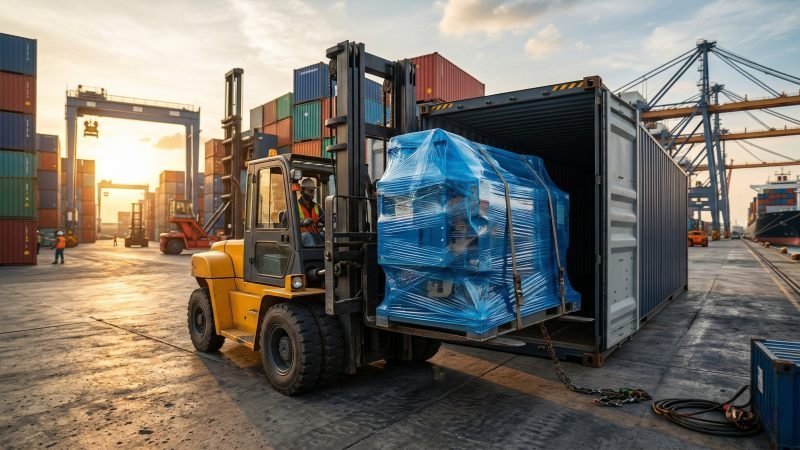 Loading Heavy Machinery For Shipping