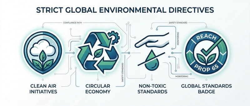 Minimalist global environmental compliance and non toxic symbols