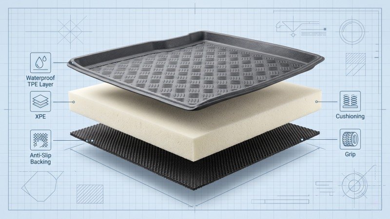 multi layer car mat composite material cross section